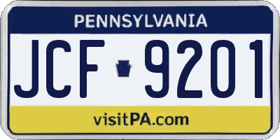 PA license plate JCF9201
