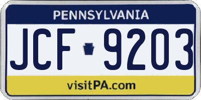 PA license plate JCF9203