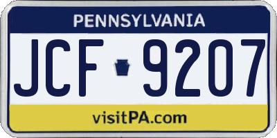 PA license plate JCF9207