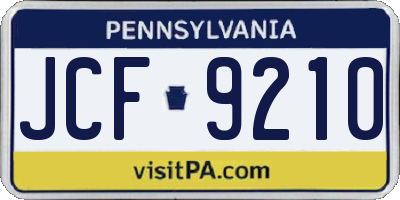 PA license plate JCF9210