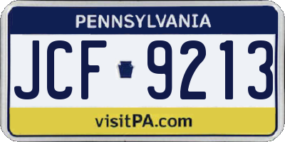 PA license plate JCF9213