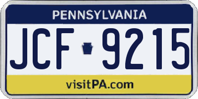 PA license plate JCF9215