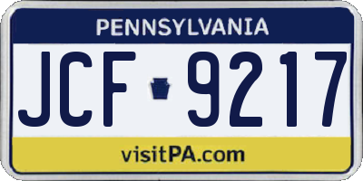 PA license plate JCF9217