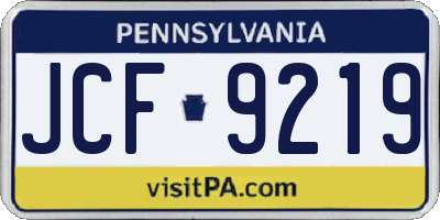 PA license plate JCF9219