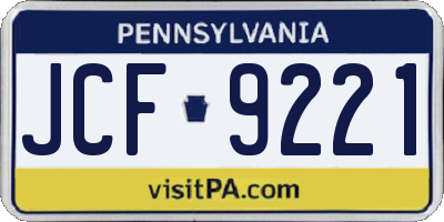 PA license plate JCF9221