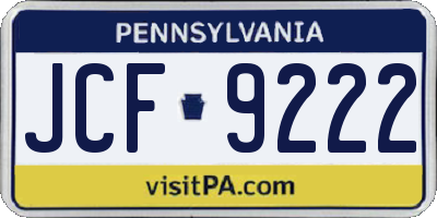 PA license plate JCF9222