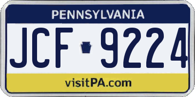 PA license plate JCF9224