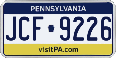 PA license plate JCF9226