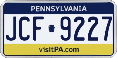 PA license plate JCF9227