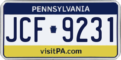 PA license plate JCF9231