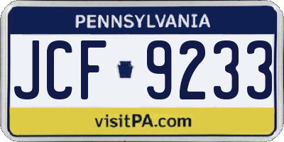 PA license plate JCF9233