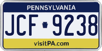 PA license plate JCF9238