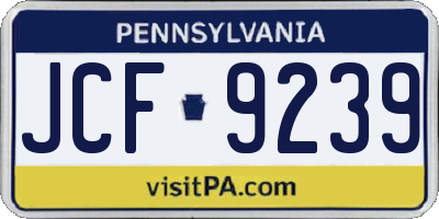 PA license plate JCF9239