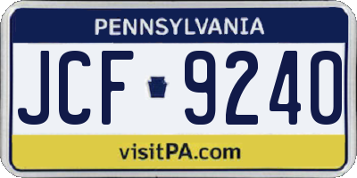 PA license plate JCF9240