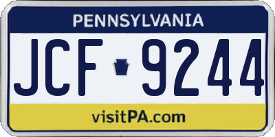 PA license plate JCF9244