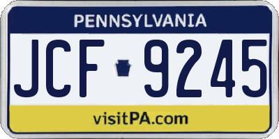 PA license plate JCF9245