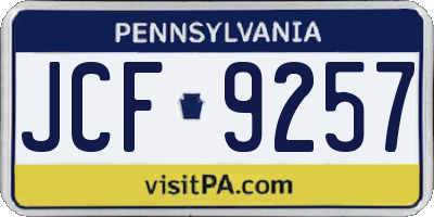 PA license plate JCF9257