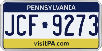 PA license plate JCF9273