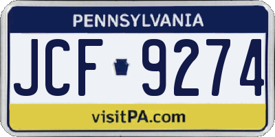 PA license plate JCF9274