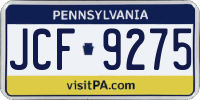 PA license plate JCF9275