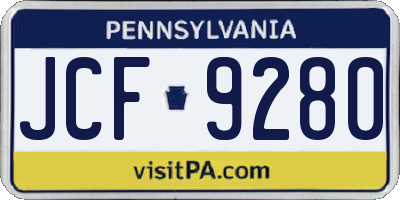 PA license plate JCF9280
