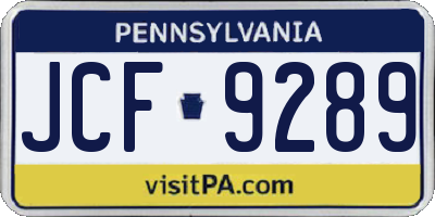 PA license plate JCF9289