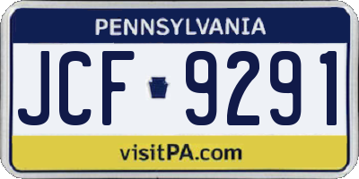 PA license plate JCF9291