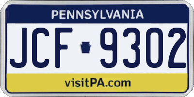 PA license plate JCF9302