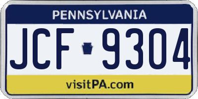 PA license plate JCF9304