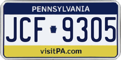 PA license plate JCF9305
