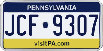 PA license plate JCF9307