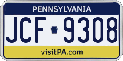 PA license plate JCF9308