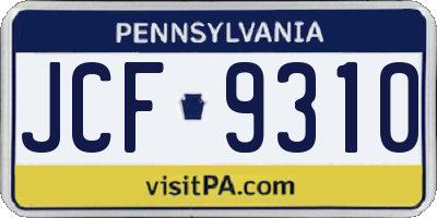 PA license plate JCF9310