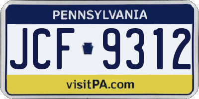 PA license plate JCF9312