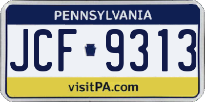 PA license plate JCF9313