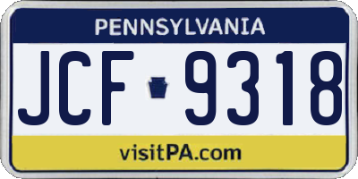 PA license plate JCF9318