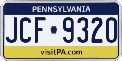 PA license plate JCF9320