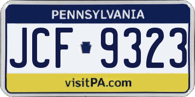 PA license plate JCF9323