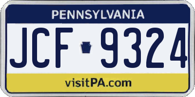 PA license plate JCF9324