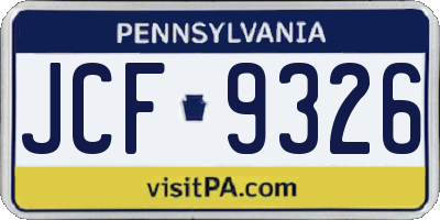 PA license plate JCF9326