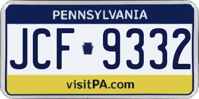 PA license plate JCF9332