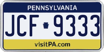 PA license plate JCF9333
