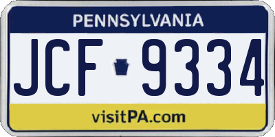 PA license plate JCF9334