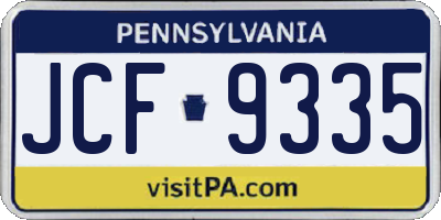 PA license plate JCF9335
