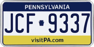 PA license plate JCF9337