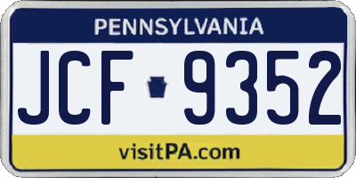 PA license plate JCF9352