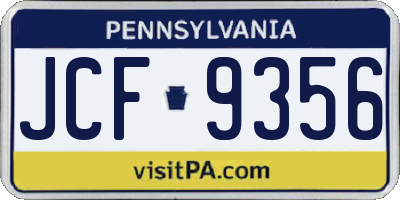 PA license plate JCF9356
