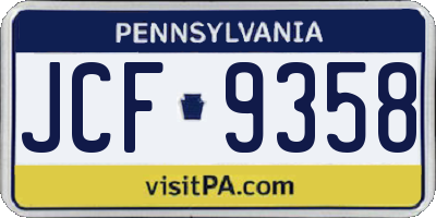 PA license plate JCF9358