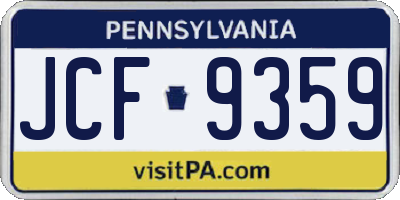 PA license plate JCF9359
