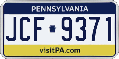 PA license plate JCF9371